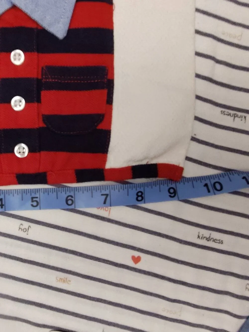 Mud Pie Baby Boy Polo Shirt Burp Cloth - Navy & Red Stripe Chambray Collar